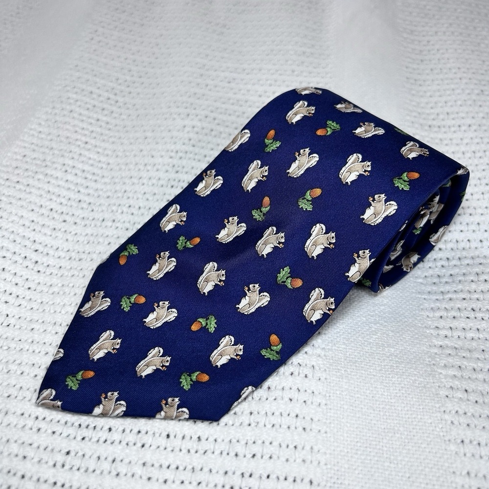 Alynn Neckwear Tie Squirrels 100% Silk Made In USA Men's Tie Blue